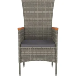 Maison Exclusive Tables Et Chaises De Jardin | - Chaises de jardin avec coussins lot de 4 résine tressée gris