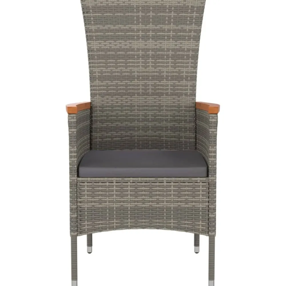 Maison Exclusive Tables Et Chaises De Jardin | - Chaises de jardin avec coussins lot de 4 résine tressée gris