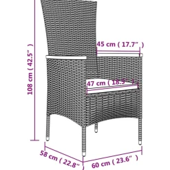 Maison Exclusive Tables Et Chaises De Jardin | - Chaises de jardin avec coussins lot de 4 résine tressée gris