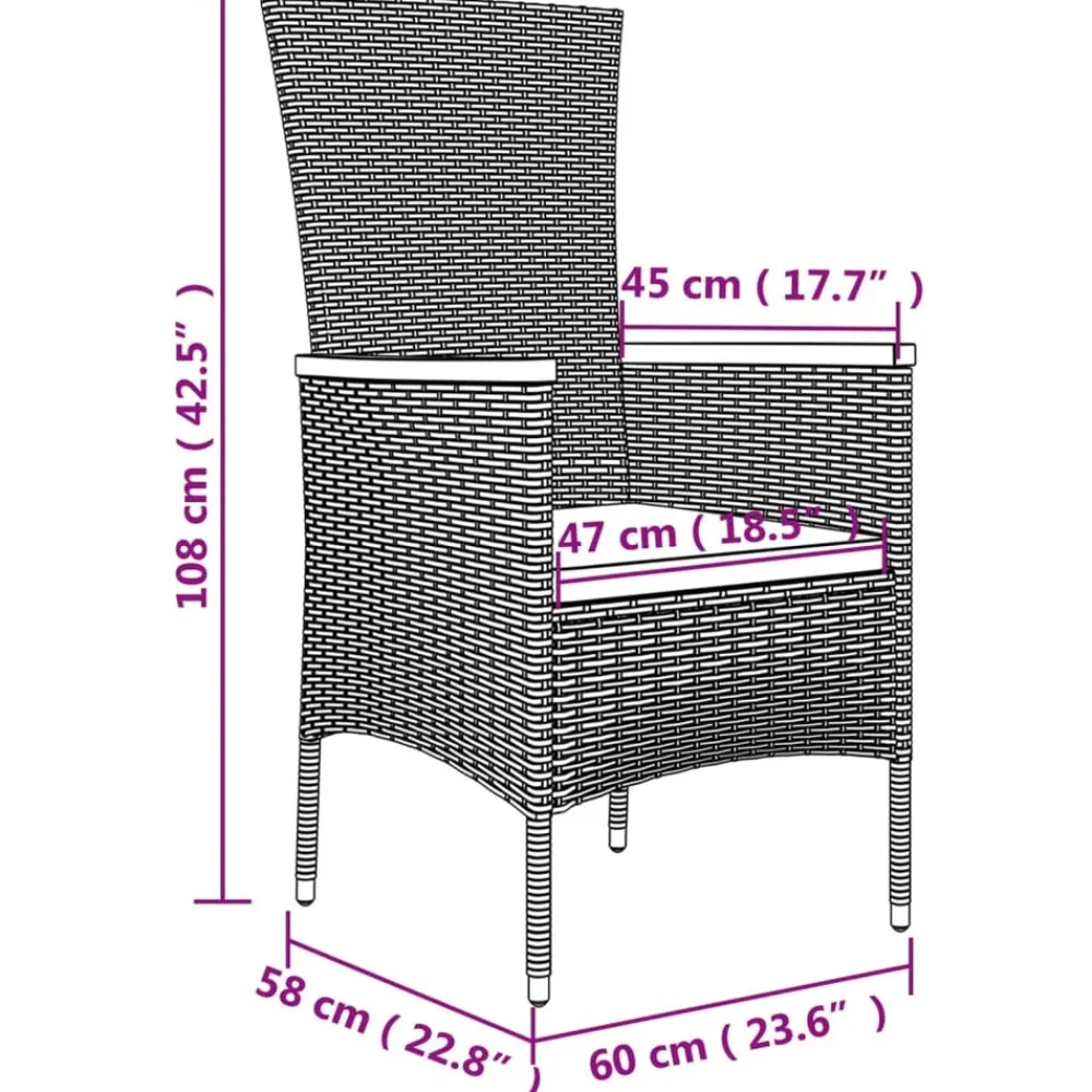 Maison Exclusive Tables Et Chaises De Jardin | - Chaises de jardin avec coussins lot de 4 résine tressée gris
