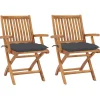 Maison Exclusive - Chaises de jardin lot de 2 et coussins anthracite bois de teck New