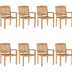 Maison Exclusive - Chaises de jardin empilables avec coussins lot de 8 teck solide