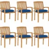 Maison Exclusive - Chaises de jardin empilables avec coussins lot de 6 teck solide Best