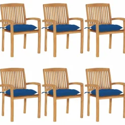 Maison Exclusive - Chaises de jardin empilables avec coussins lot de 6 teck solide Best