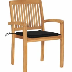Maison Exclusive - Chaises de jardin empilables avec coussins lot de 6 teck solide Outlet