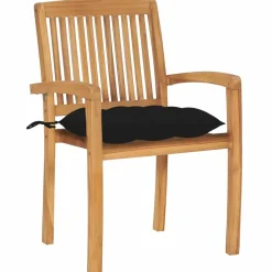 Maison Exclusive Tables Et Chaises De Jardin | - Chaises de jardin empilables avec coussins lot de 6 teck solide