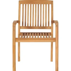 Maison Exclusive Tables Et Chaises De Jardin | - Chaises de jardin empilables avec coussins lot de 6 teck solide