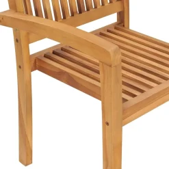 Maison Exclusive Tables Et Chaises De Jardin | - Chaises de jardin empilables avec coussins lot de 6 teck solide