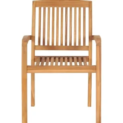 Maison Exclusive Tables Et Chaises De Jardin | - Chaises de jardin empilables avec coussins lot de 4 teck solide