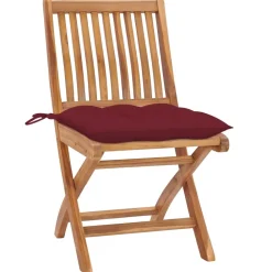 Maison Exclusive - Chaises de jardin lot de 2 coussins rouge bordeaux teck massif New