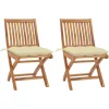 Maison Exclusive - Chaises de jardin lot de 2 et coussins blanc crème teck massif Online