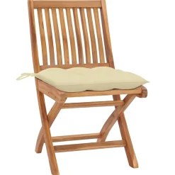 Maison Exclusive - Chaises de jardin lot de 2 et coussins blanc crème teck massif Online