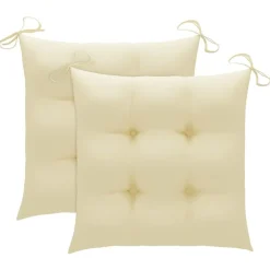 Maison Exclusive - Chaises de jardin lot de 2 et coussins blanc crème teck massif Online