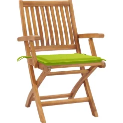 Maison Exclusive - Chaises de jardin lot de 2 avec coussins vert vif bois de teck Clearance