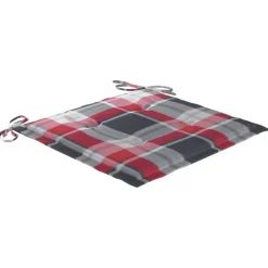 Maison Exclusive - Chaises de jardin lot de 2 avec coussins à carreaux rouge teck Clearance