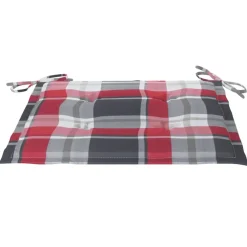Maison Exclusive - Chaises de jardin lot de 2 avec coussins à carreaux rouge teck Clearance