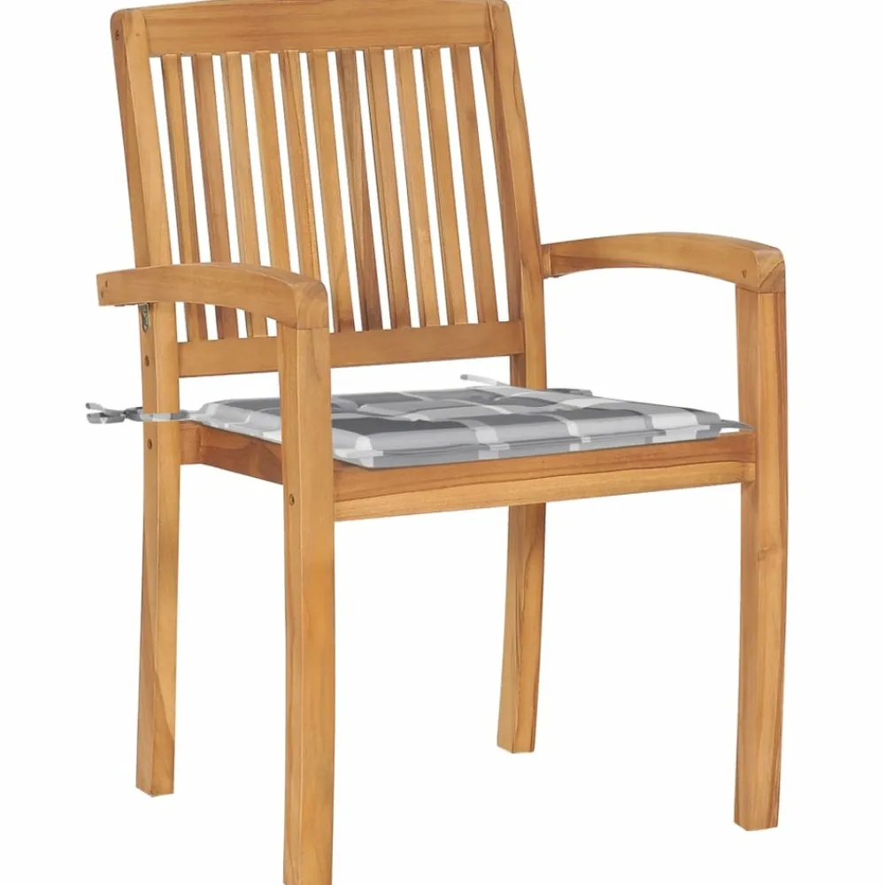 Maison Exclusive - Chaises de jardin empilables avec coussins lot de 8 teck solide Clearance