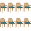 Maison Exclusive - Chaises de jardin empilables avec coussins lot de 8 teck solide Discount