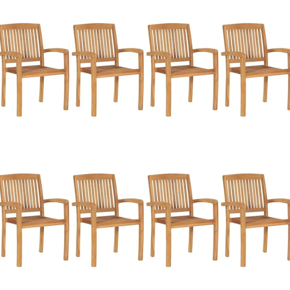 Maison Exclusive - Chaises de jardin empilables avec coussins lot de 8 teck solide Discount