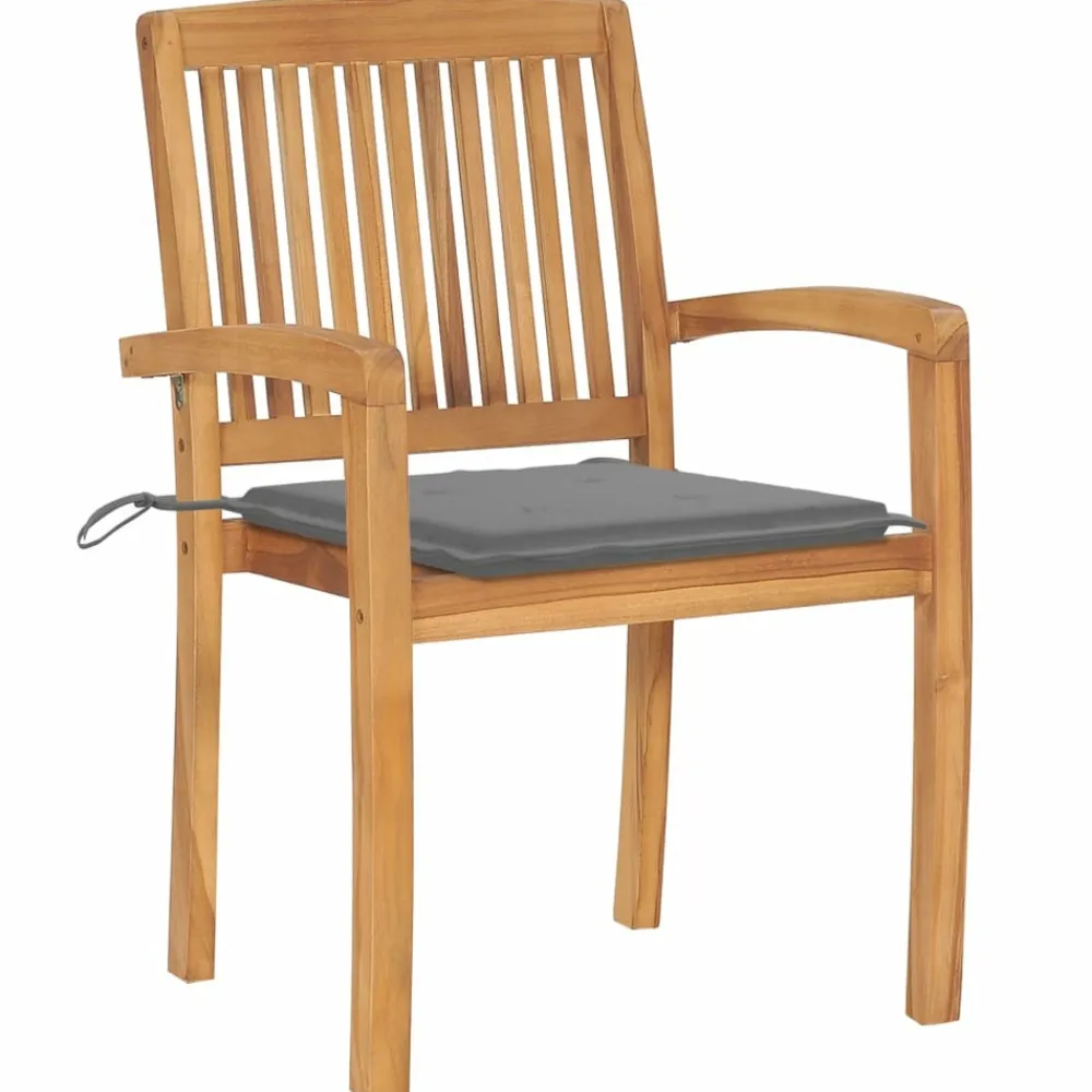 Maison Exclusive - Chaises de jardin empilables avec coussins lot de 4 teck solide Sale