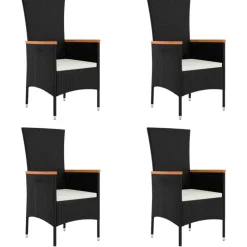Maison Exclusive - Chaises de jardin lot de 4 avec coussins résine tressée noir Sale