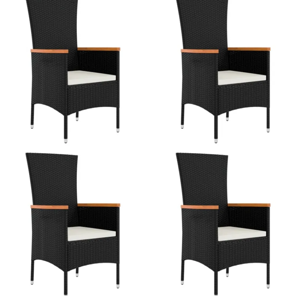 Maison Exclusive - Chaises de jardin lot de 4 avec coussins résine tressée noir Sale