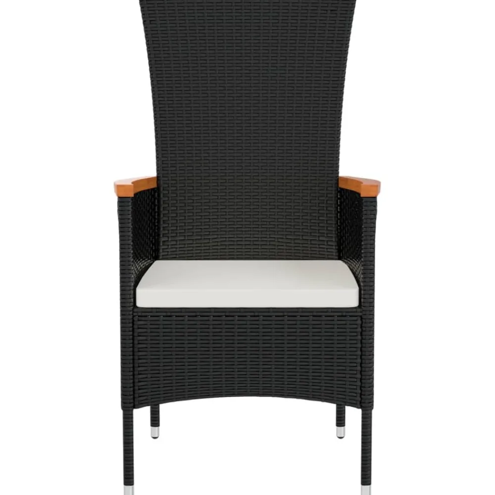Maison Exclusive - Chaises de jardin lot de 4 avec coussins résine tressée noir Sale