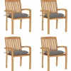 Maison Exclusive - Chaises de jardin empilables avec coussins lot de 4 teck solide Online
