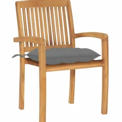 Maison Exclusive - Chaises de jardin empilables avec coussins lot de 4 teck solide Online