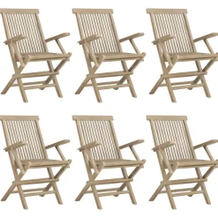Maison Exclusive - Chaises de jardin pliantes lot de 6 gris 56x61x89 cm bois teck Discount