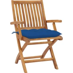 Maison Exclusive - Chaises de jardin lot de 2 et coussins bleu bois de teck massif Best