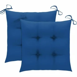 Maison Exclusive - Chaises de jardin lot de 2 et coussins bleu bois de teck massif Best