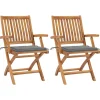 Maison Exclusive - Chaises de jardin lot de 2 et coussins gris bois de teck massif New