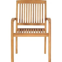 Maison Exclusive Tables Et Chaises De Jardin | - Chaises de jardin empilables avec coussins lot de 6 teck solide