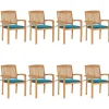 Maison Exclusive - Chaises de jardin empilables avec coussins lot de 8 teck solide Clearance