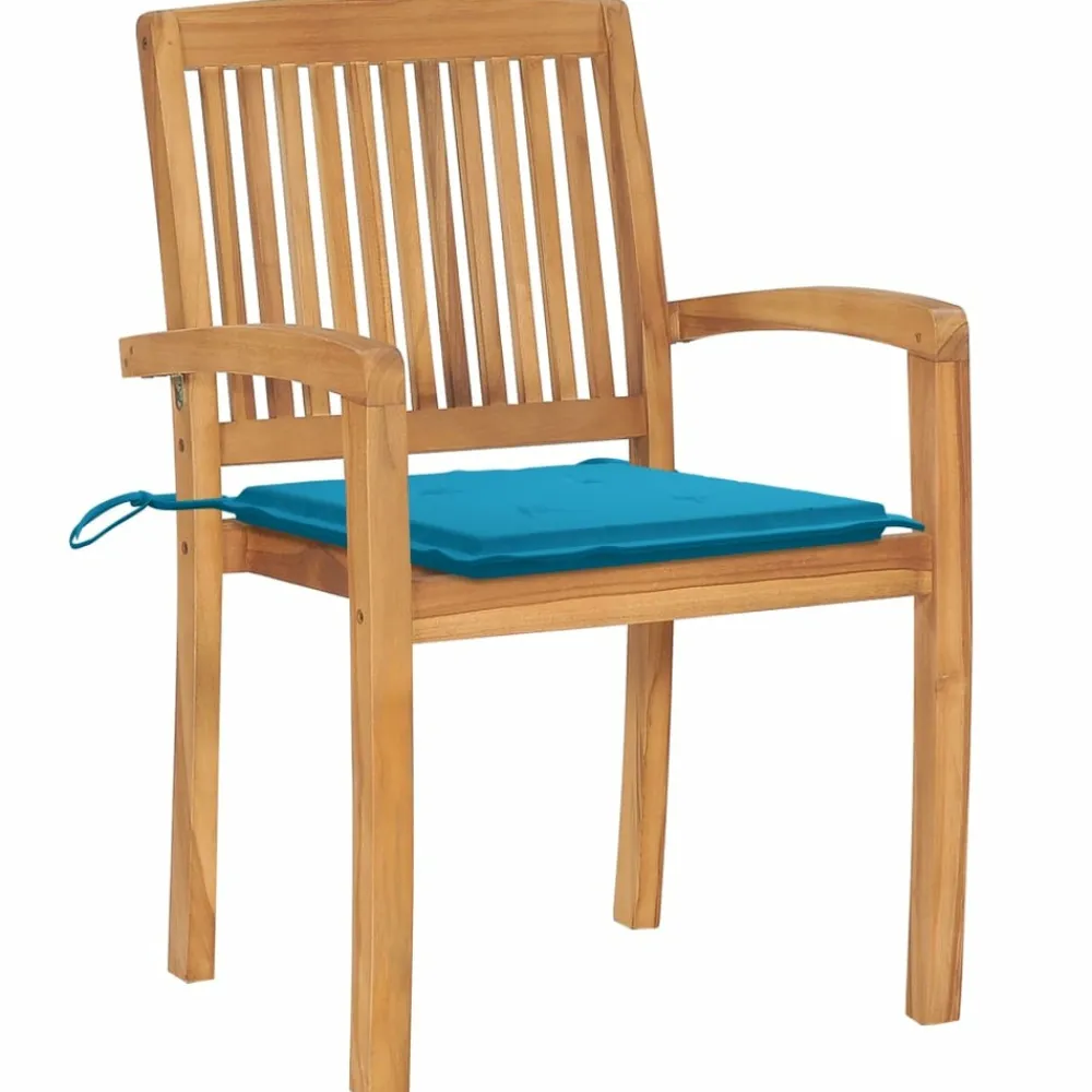 Maison Exclusive - Chaises de jardin empilables avec coussins lot de 8 teck solide Clearance