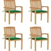 Maison Exclusive - Chaises de jardin empilables avec coussins lot de 4 teck solide New