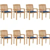 Maison Exclusive - Chaises de jardin empilables avec coussins lot de 8 teck solide Discount