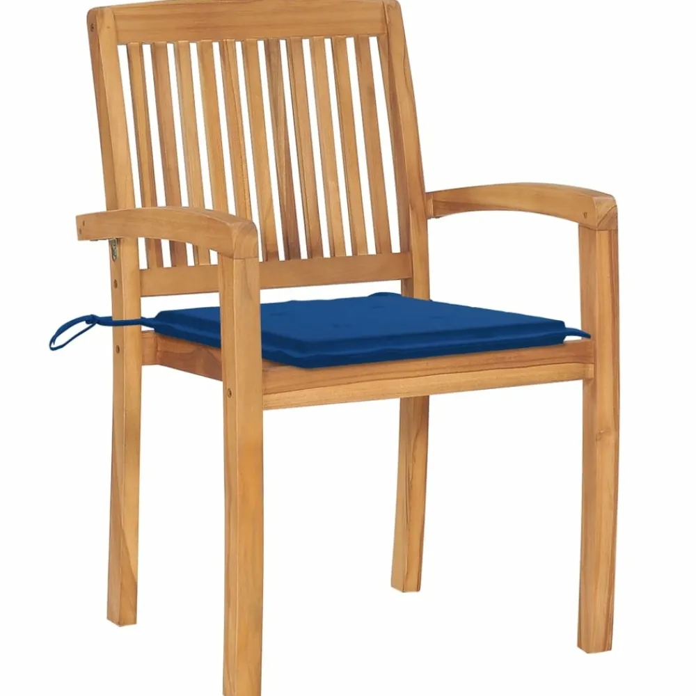 Maison Exclusive - Chaises de jardin empilables avec coussins lot de 8 teck solide Discount
