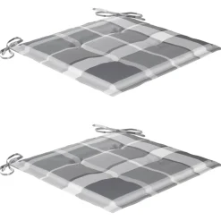 Maison Exclusive - Chaises de jardin lot de 2 avec coussins à carreaux gris teck Sale