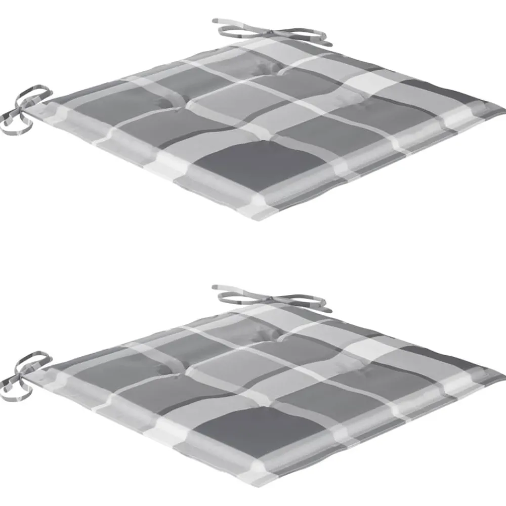 Maison Exclusive - Chaises de jardin lot de 2 avec coussins à carreaux gris teck Sale