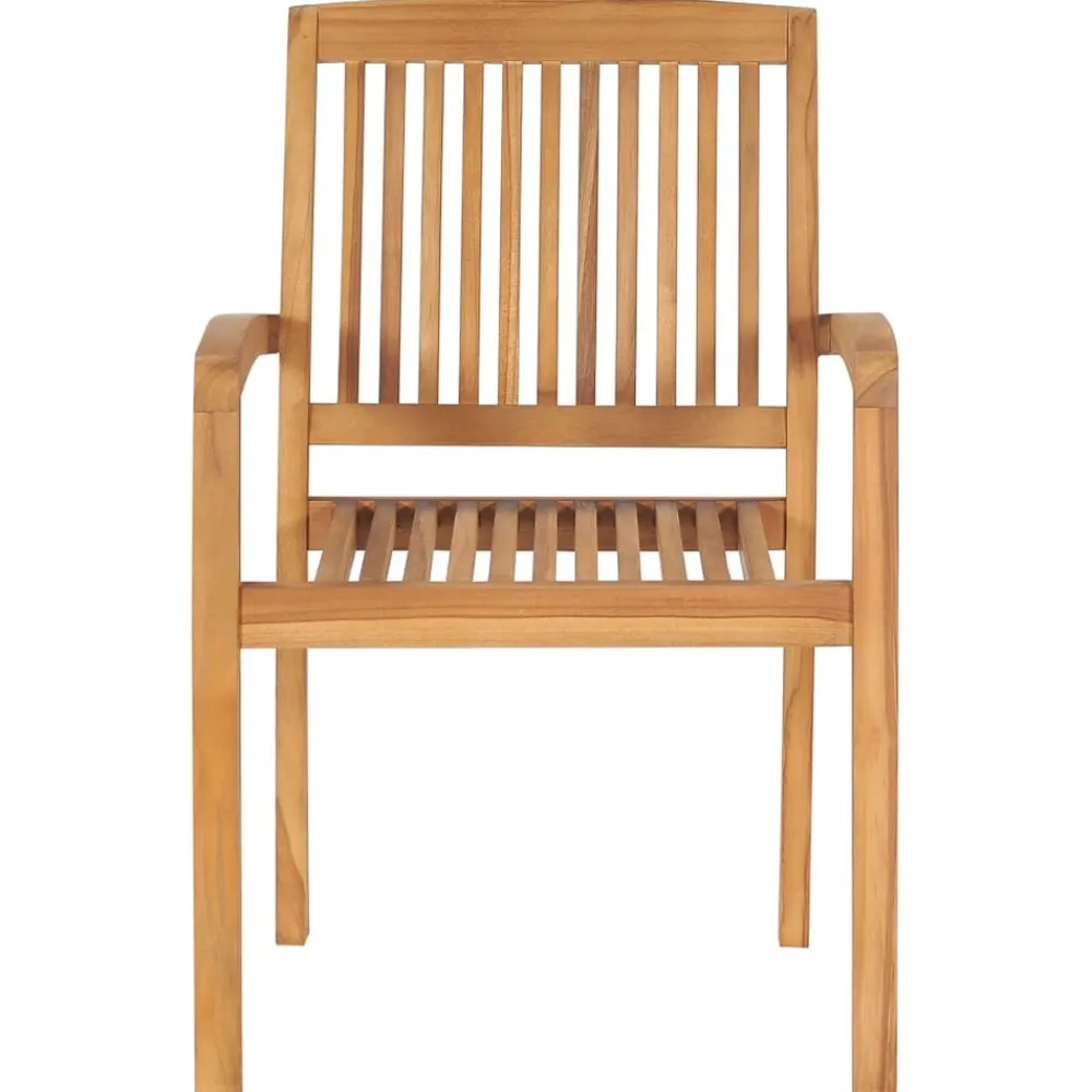 Maison Exclusive Tables Et Chaises De Jardin | - Chaises de jardin empilables avec coussins lot de 4 teck solide