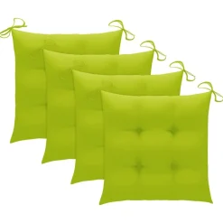 Maison Exclusive Tables Et Chaises De Jardin | - Chaises de jardin empilables avec coussins lot de 4 teck solide