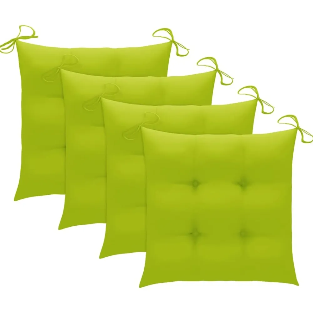 Maison Exclusive Tables Et Chaises De Jardin | - Chaises de jardin empilables avec coussins lot de 4 teck solide