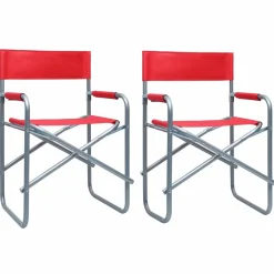 Maison Exclusive Tables Et Chaises De Jardin | - Chaises de metteur en scène lot de 2 acier rouge