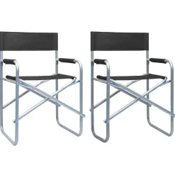 Maison Exclusive Tables Et Chaises De Jardin | - Chaises de metteur en scène lot de 2 acier noir