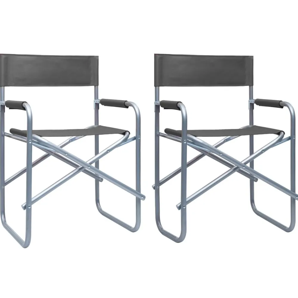Maison Exclusive Tables Et Chaises De Jardin | - Chaises de metteur en scène lot de 2 acier gris