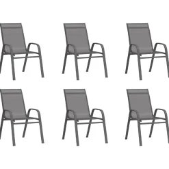 Maison Exclusive - Chaises empilables de jardin lot de 6 gris tissu textilène Outlet