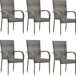 Maison Exclusive Tables Et Chaises De Jardin | - Chaises empilables d'extérieur lot de 4 résine tressée marron