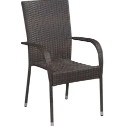 Maison Exclusive Tables Et Chaises De Jardin | - Chaises empilables d'extérieur lot de 2 résine tressée marron